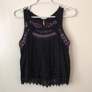 Free People Beaded and Embroidered Crop Top